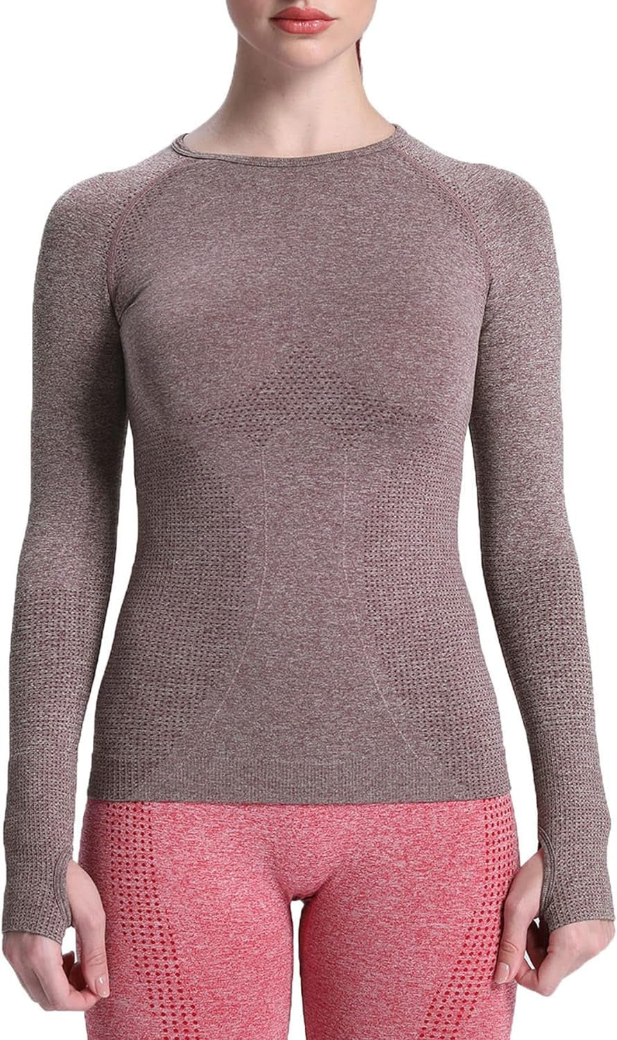 Workout Long Sleeve Shirts for Women Fall Athletic Gym Yoga Running Seamless Tee T-Shirt Tops