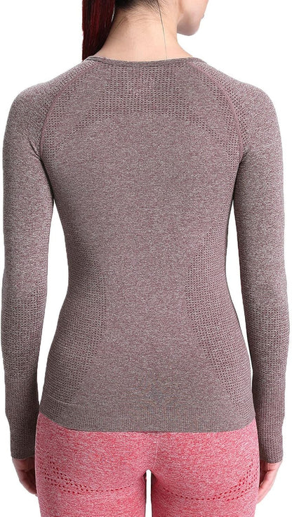 Workout Long Sleeve Shirts for Women Fall Athletic Gym Yoga Running Seamless Tee T-Shirt Tops