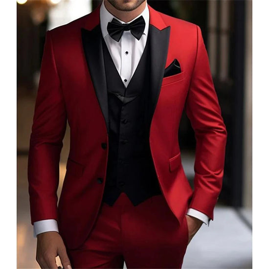Terno masculino vermelho, com blazer e calça, ideal para festas e casamentos, acabamento de alta qualidade.
